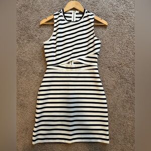 Express black and white striped dress